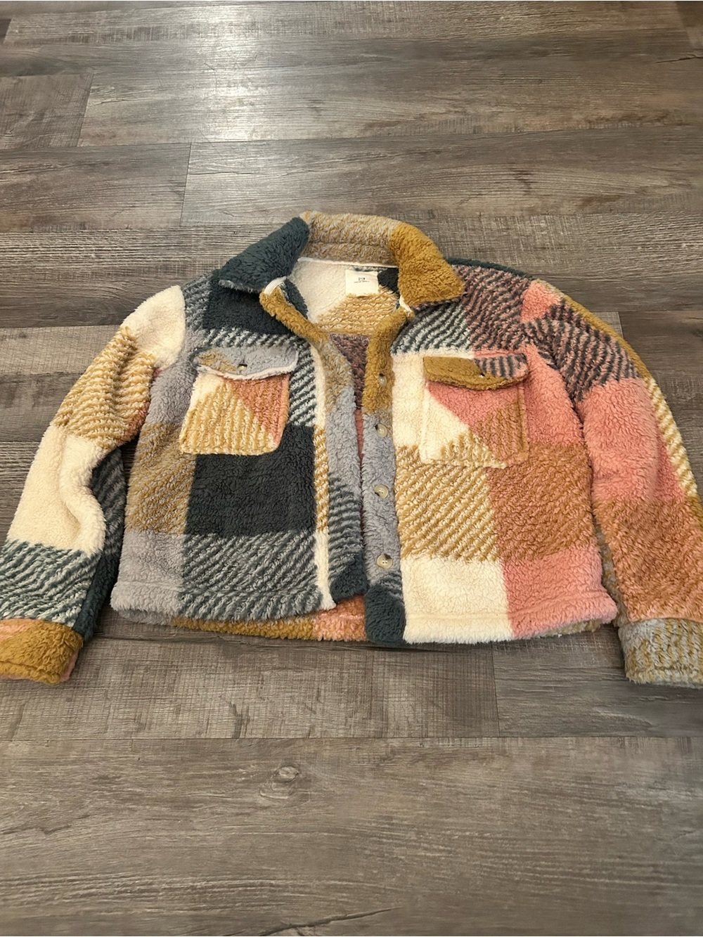 Thread & Supply Colorblock Plaid Sherpa Jacket/Like New/Never Worn/Softest Ever